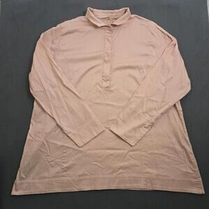 Soft Surroundings Women 1X Pink 1/2 Button Up Blouse